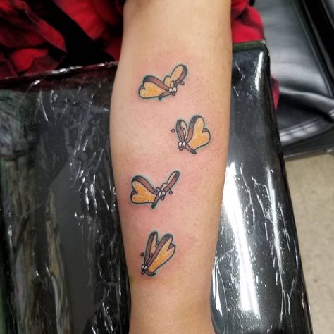 Oscar Montes Tattooer on Instagram: “Little bread-and-butterflies kiss the tulips And the sun is like a toy balloon... FOR APPOINTMENTS STOP BY OR CALL THE SHOP…” Bread Butterfly Tattoo, Bread And Butterfly Tattoo, Traditional Disney Tattoo, Mushroom Sleeve, Bread And Butterflies, Bread And Butterfly, Teapot Tattoo, Feminine Shoulder Tattoos, Disney Sleeve Tattoos