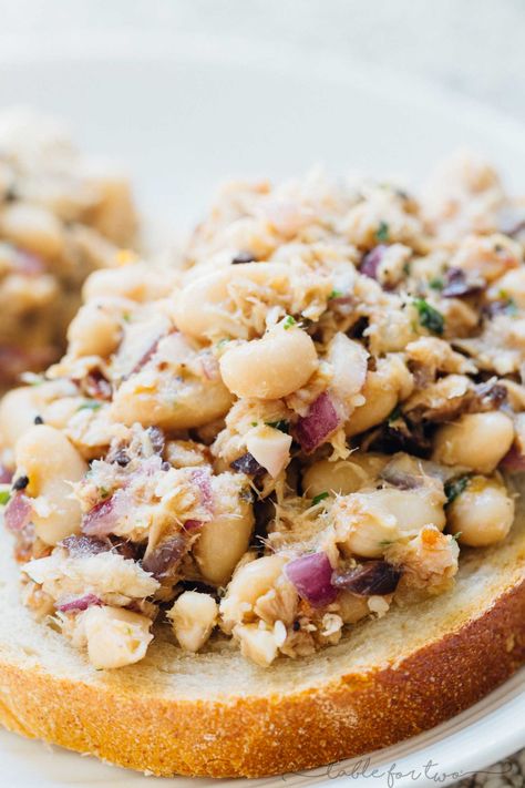 Tuna White Bean Salad, Tuna White Bean, Mediterranean Tuna, White Bean Salad, Sandwiches For Lunch, Lebanese Recipes, Cheese Soup, Tuna Salad, White Bean