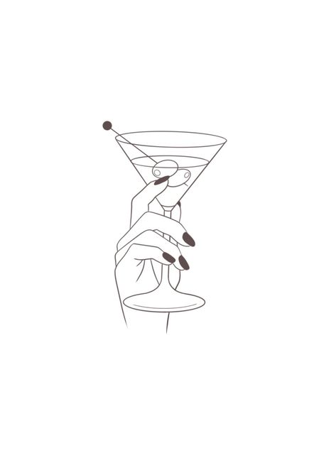 Hospitality Tattoo Ideas, Martini Fine Line Tattoo, Espresso Martini Tattoo, Independent Tattoo Ideas, Cosmopolitan Drink Tattoo, Alcohol Tattoos, Martini Tattoo, Insta Background, Independent Tattoo