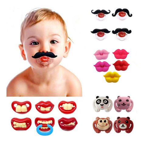 Funny Pacifiers, Funny Lips, Fake Teeth, Baby Pacifier Clip, Diy Funny, Moustaches, Funny Face, Chewing Gum, Baby Pacifier