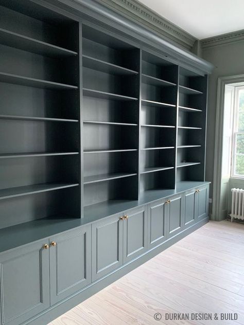 Bookcase Wall Office, Wall Of Bookcases, Victorian Built In Bookcase, Home Library Built Ins, Built In Bookshelves Library, Wall Bookcase Ideas, Home Library Room Modern, Library Shelves Design, Library Built Ins