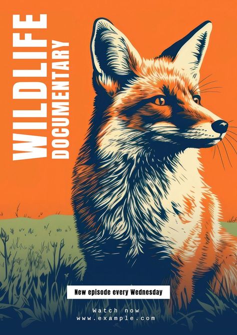 Wildlife documentary poster template | premium image by rawpixel.com / Chalr Save Animals Poster Design, Wildlife Documentary, Documentary Poster, Wildlife Poster, Fox Poster, Poster Nature, Cartoon Tiger, Diy Gifts For Kids, Template Ideas