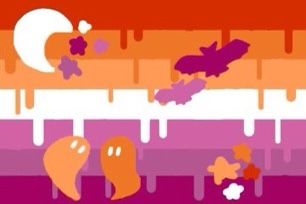 Lesbian Halloween, Pride Flag, Flag, Screen, Halloween