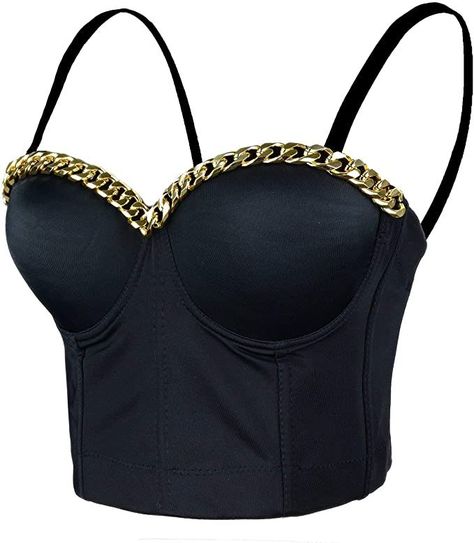 black spaghetti strap crop top lines with a gold chain Women Gold Chain, Top Corset, Corset Bra, Easy Trendy Outfits, Cami Tanks, Cami Tops, Festival Bra, Gold Chain, Gold Chains