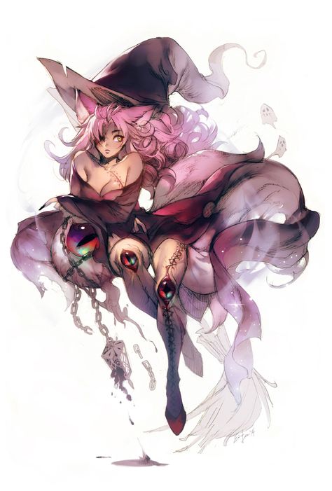 Dark CC by einlee Anime Witch, Witch Art, Cheshire Cat, A Witch, 영감을 주는 캐릭터, Female Character Design, Cat Girl, Dnd Characters, An Anime