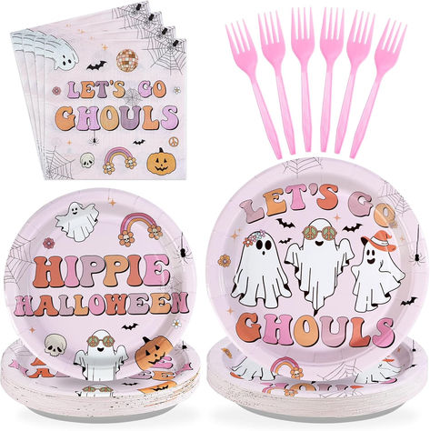 96Pcs Halloween Party Decorations Pink Halloween Plates Let's Go Ghouls Plates Disposable 350GSM Groovy Hippie Ghouls Paper Tableware for Girl Halloween Birthday Party Baby Shower, Serves 24 #ad #letsgoghouls #letsgoghoulsparty #hippiehalloween #letsgoghoulspartytheme #letsgoghoulspartysupplies #ghouls #halloween #alloweenpartyideas #halloweenpartythemes Autumn Leaves Wreath, Wreath Party, Thanksgiving Party Decorations, Fall Harvest Party, Thanksgiving Plates, Halloween Plates, Hippie Halloween, Leaves Wreath, Autumn Paper