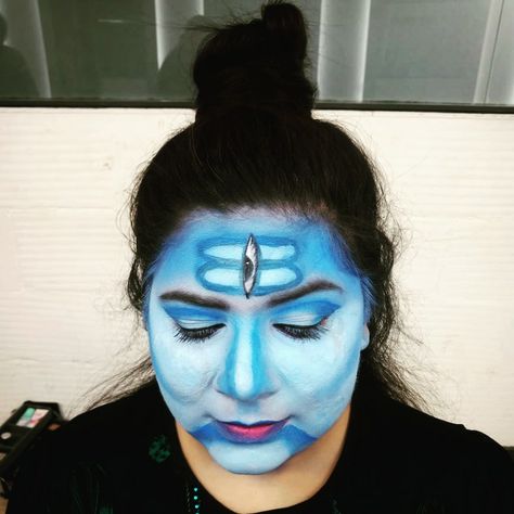 Lord shiva Shiva Face Painting, Mahadev Face, Painting On Face, Mahadev Painting, Shiva Face, Painting Kids, Indian Festivals, Lord Shiva, Face Painting