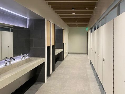 5 Considerations for Commercial Restroom Design Commercial Restroom Design, Commercial Bathroom Designs, Commercial Restroom, Bathroom Stalls, Commercial Bathroom, Bathroom Stall, Restroom Design, Washroom Design, Public Restroom