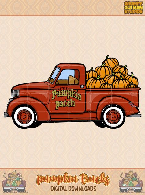 Pumpkin Patch Cartoon, Pumpkin Patch Drawing, Pumpkin Patch Illustration, Fall Photo Booth, Pumpkin Drawing, Procreate Drawing, Pumpkin Truck, Fall Photo, Wooden Cutouts