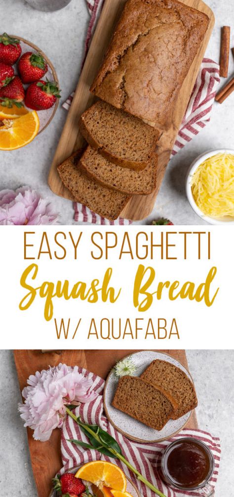 A deliciously satisfying sweet bread made with spaghetti squash ready in just about an hour. Get ready for a new sweet take on this ingredient! #spaghettisquash #bread #sweetbread #veganbread #dessert #underanhour #snack #bestofvegan #veganized #aquafaba #flaxseed #oilfreevegan #musttry Pumpkin Zucchini Bread, Easy Spaghetti Squash, Pumpkin Zucchini, Squash Bread, Healthy Nutrition Plan, Easy Spaghetti, Vegan Bread, Vegan Cream Cheese, Oil Free Vegan