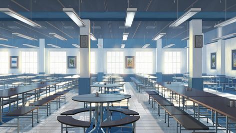 Anime Cafeteria Background, Gacha Cafeteria Background, Anime School Cafeteria, Anime Cafeteria, School Scenery, Cafeteria Background, Anime House, Episode Interactive Backgrounds, Anime Places