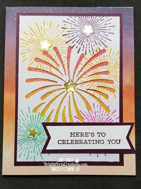 Add some Rainbow Glimmer Paper to really pop those fireworks! Patriotic Art Ideas, Paper Pumpkin Stampin Up, Stampin Up Paper Pumpkin, Patriotic Art, Pumpkin Cards, Pumpkin Projects, Summer Cards, Specialty Paper, On My Mind