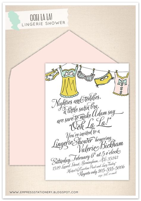 Lingerie Shower Ideas, Empress Stationery, Vintage Bridal Shower Invitations, Lingerie Shower Invitations, Ducky Baby Showers, Baby Shower Vintage, Wedding Showers, Lingerie Shower, Lingerie Party