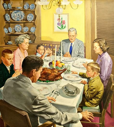 Hananiah Harari - "Thanksgiving" Thanksgiving Art, Vintage Family, Vintage Thanksgiving, Campbell Soup, Giving Thanks, Fauvism, Family Art, Norman Rockwell, Vintage Life