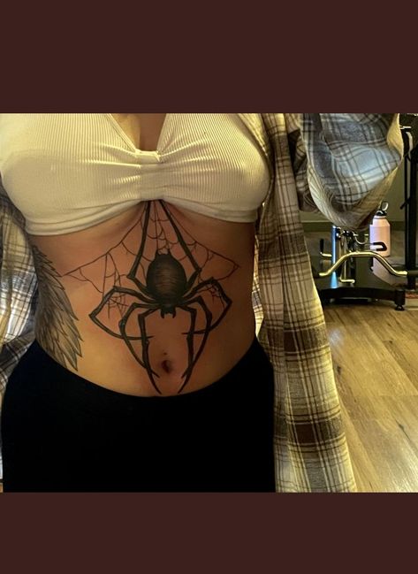 Grunge Stomach Tattoos Women, Spider Stomach Tattoos Women, Spiderweb Stomach Tattoo, Gothic Sternum Tattoo Women, Goth Hip Tattoo, Tattoos In Other Languages, Stomach Tattoos Women, Native Speaker, Web Tattoo