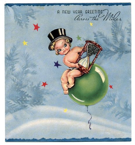 vintage happy new year postcard | new year baby New Years Clipart, New Year Card Making, New Year Greeting Messages, Vintage Happy New Year, Images Noêl Vintages, Baby New Year, New Year Clipart, New Year Postcard, Happy New Years Eve