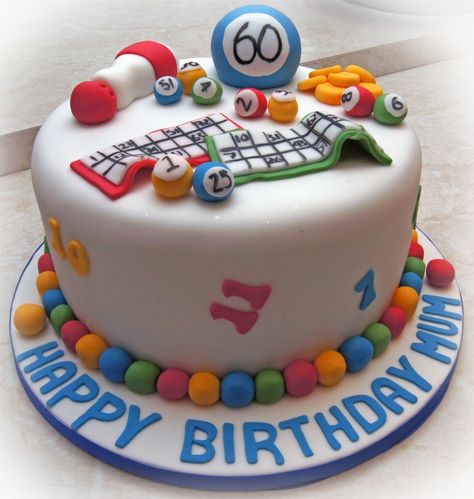 Board Game Cake Ideas, Bingo Theme Cake, Bingo Party Food, Bingo Cake Design, Cake Bowling Theme, Birthday Cake Bowling Theme, Bingo Cake, 90th Birthday Cakes, 70th Birthday Cake