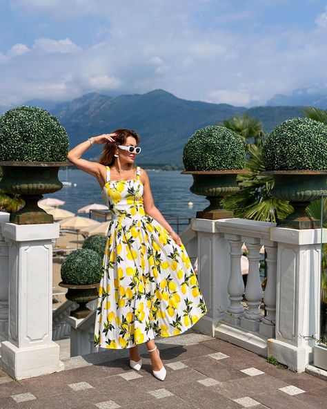 For a perfect place like this my choice is a lemon 🍋 dress @joy_fashion_house #lemondress #italy #lakemaggiore #bavenoitaly #fyp #katemillerstories🌼 #summerdress Limoncello Party, Lemon Clothes, Lemon Yellow Dress, Kate Miller, Joy Fashion, Lemon Print Dress, Lemon Dress, Lemon Print, Limoncello