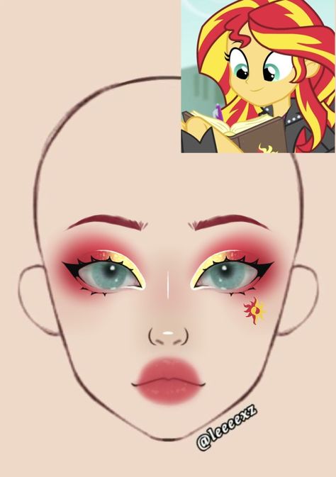 Sunset Shimmer Cosplay, Mlp Makeup, Sunset Makeup Looks, My Little Pony Makeup, Pansexual Makeup, Makeup Ideas Drawing, Makeup Looks For Halloween, My Little Pony Cosplay, Pony Makeup