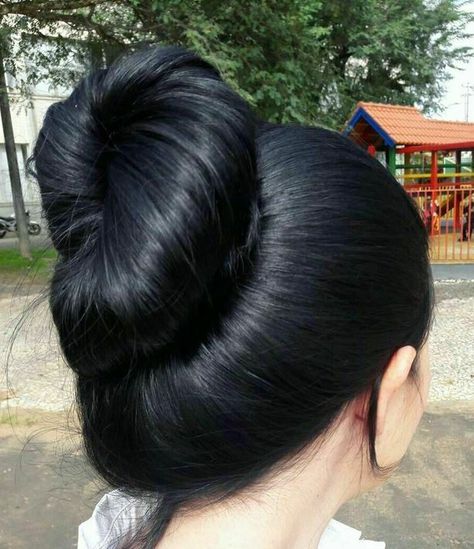 Updos For Kids, Black Hair Bun, Loose Buns, Long Shiny Hair, Long Silky Hair, Bun Hairstyle, Bun Hair, Trendy Hair, Long Black Hair