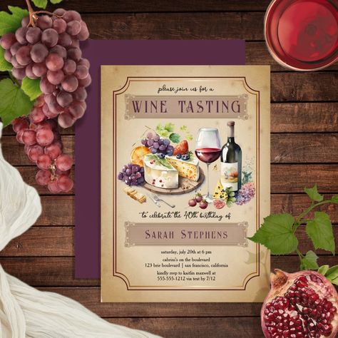 Wine Tasting Engagement Party, Wine Tasting Birthday Party, Italian Charcuterie, Cheese And Grapes, Birthday Cocktail Party, Birthday Cocktail, Retirement Party Invitations, 21st Birthday Invitations, 30th Birthday Invitations