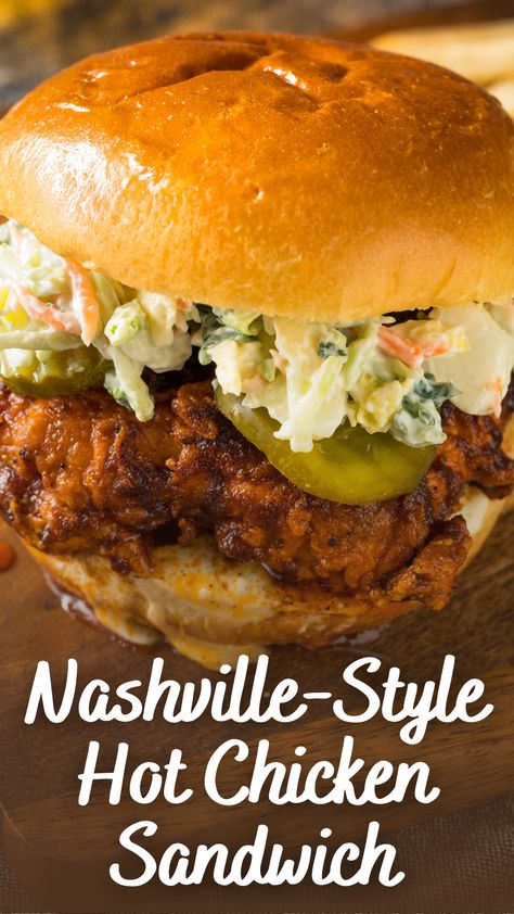 Nashville Style Hot Chicken Sandwich - Appetizers & Entrees Hot Chicken Recipe, Nashville Chicken, Kingsport Tennessee, Tennessee Cabins, Hot Chicken Sandwiches, Nashville Restaurants, Tennessee Nashville, Nashville Hot Chicken, Southern Travel