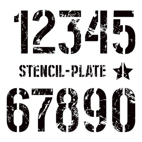 Stencil-plate numbers in military style. With shabby texture. Bold face. Black p #Sponsored , #ADVERTISEMENT, #Sponsored, #numbers, #plate, #style, #military Hand Lettering Alphabet Fonts, 12 Number, Number Stencils, Hand Lettering Alphabet, Free Stencils, Lettering Alphabet Fonts, Stencil Pattern, Vintage Graphic Design, Corporate Brochure