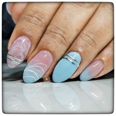 Ombre art with spider gel and beautiful marble in 1 nail Ombre With Spider Gel, Nail Art With Spider Gel, Spider Art Nails, Nail Spider Gel, Spider Gel Art, Spider Nail Art Design, Spider Gel Nail Designs, Spider Gel Nails, Spider Gel Nail Art