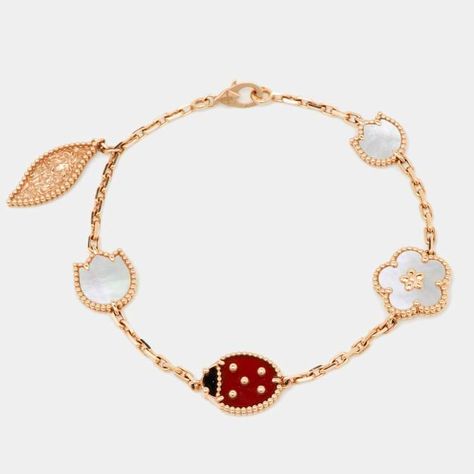 Van Cleef & Arpels Lucky Spring 5 Motif Multi Gemstone 18K Rose Gold Charm Bracelet that is perfect for any Spring outfit. Lucky Spring Van Cleef, Authentic Vans, Spring Bracelet, Rose Gold Charms, Van Cleef And Arpels, Gold Charm Bracelet, Girl Jewelry, Van Cleef Arpels, Luxury Closet