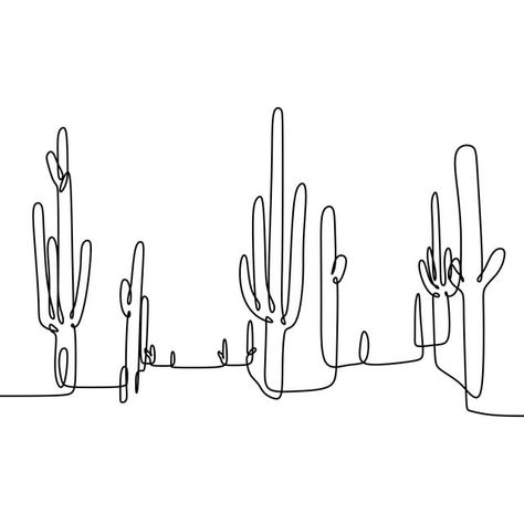 Tattoos For Women Meaningful, Cactus Drawing, Music Drawings, Single Line Drawing, Black And White Sketches, Drawing Vector, Continuous Line Drawing, Outline Art, Outline Drawings