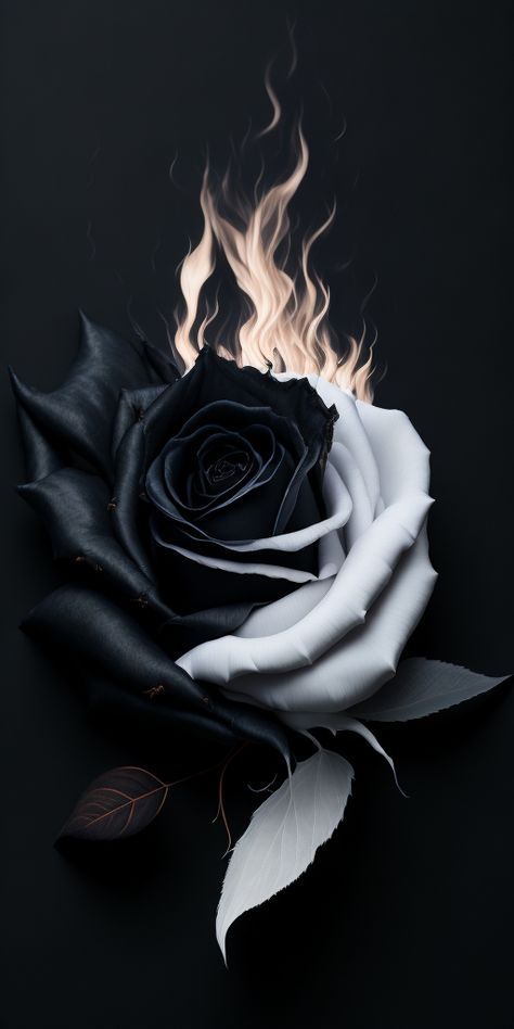 In this captivating black and white image, a graceful rose unfurls its intricate petals amidst flickering flames, creating a mesmerizing contrast between delicate beauty and fiery allure. Black Roses Wallpaper, Corak Bunga, Lovely Flowers Wallpaper, Tapeta Galaxie, Pretty Backgrounds, People Leave, Dark Phone Wallpapers, Pure Energy, Beautiful Dark Art