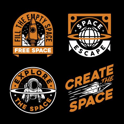 Space Badge Design, Space Logo Design, Space Patch, Space Logo, Bike Illustration, Banner Design Inspiration, Clothing Brand Logos, Brand Stickers, Learning Graphic Design