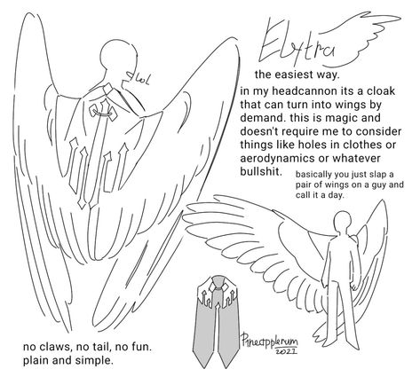 People With Wings Art Reference, Clothes For Winged Characters, Wing Reference Drawing, People With Wings Art, Wings Reference Drawing, Winged Human Art, Bird Person Character Design, Avian Character Design, Base Two People