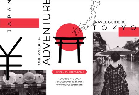 japan tokyo travel tour holiday Free Editable Professional Brochure Templates Japan Brochure Design, Travel Leaflet Design, Japan Book Design, Japan Web Design, Japan Travel Brochure, Japan Brochure, Japanese Brochure, Tour Brochure, Travel Brochure Design