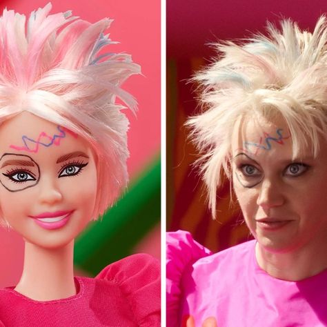 5 Unconventional Yet Irresistible Reasons to Rock a Weird Barbie Costume Weird Barbie Costume Ideas, Weird Barbie Makeup, Barbie Brunch, Crazy Barbie, Weird Barbie, Life Size Barbie, Barbie Hairstyle, Fancy Dress Party, Barbie Cartoon