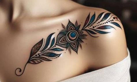 Back Shoulder Tattoos For Women, Back Shoulder Tattoos, Cute Shoulder Tattoos, Cap Tattoo, Shoulder Cap Tattoo, Tattoos Creative, Back Of Shoulder Tattoo, Shoulder Tattoos, Shoulder Tattoos For Women