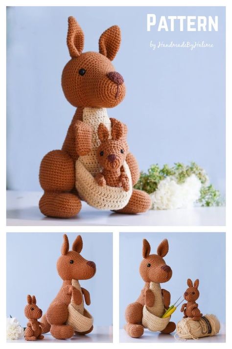 Mommy Kangaroo and Baby Amigurumi Crochet Pattern Crochet Turtle Pattern Free, Crochet Dish Towels, Crochet Turtle Pattern, Baby Amigurumi, Crochet Plushies, Crochet Turtle, Crochet Baby Toys, Gift Crochet, Turtle Pattern