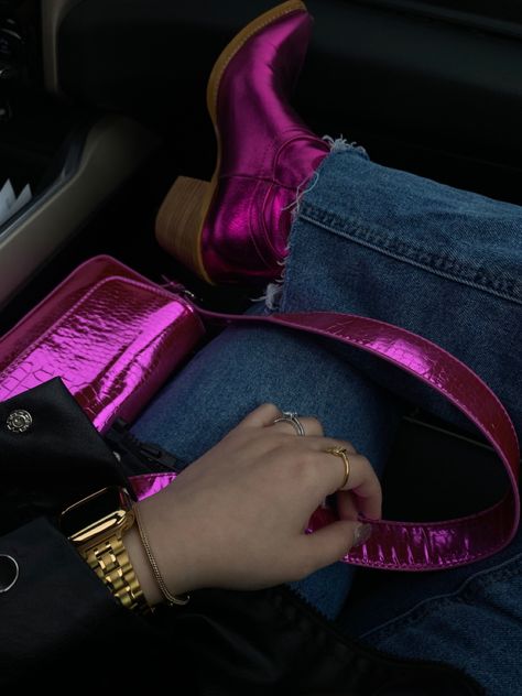 Pink Cowboots Outfit, Colourful Cowboy Boots Outfit, Metallic Pink Shoes Outfit, Metallic Pink Cowboy Boots Outfit, Colorful Cowboy Boots Outfit, Hot Pink Cowboy Boots Outfit, Pink Boot Outfit, Pink Metallic Boots Outfit, Metallic Cowboy Boots Outfit