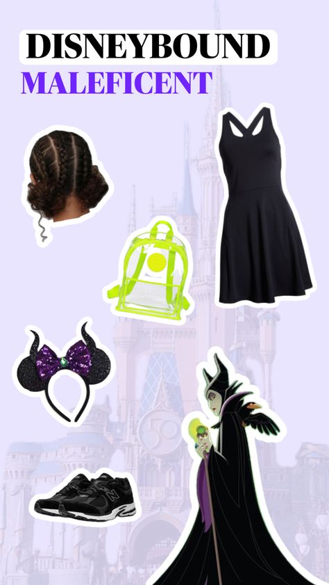 disneybound - disney world - disney land - disney parks - outfit - packing - magic kingdom - epcot - universal - princess - villian - inspired - maleficent- sleeping beauty - black - purple - green - black hair - braids - buns Maleficent Disneybound, Maleficent Sleeping Beauty, Disney Park Outfit, Maleficent Disney, Disney Outfit, Braided Bun Hairstyles, Disney Planning, Run Disney, Braided Bun