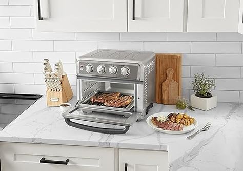 Best ALL-IN-ONE kitchen gadget! Tired of having tons of stuff on your counter! Then you NEED this! Cuisinart Air Fryer + Convection Toaster Oven, 8-1 Oven with Bake, Grill, Broil & Warm Options, Stainless Steel, TOA-70 Cuisinart Air Fryer, Pizza Toast, Electric Air Fryer, Convection Toaster Oven, Smart Oven, Seared Steak, Best Air Fryers, Art Kitchen, Cooking Appliances