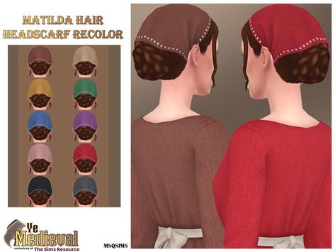 Sims 4 Medieval Swimwear, Sims 4 Cc Medieval Headdress, Sims 4 Medieval Peasant Cc, Matilda Hair, Sims Royal, Sims Download, Medieval Hats, Sims 4 Decades Challenge, Medieval Hairstyles