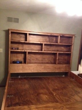 Minecraft Bookshelf, Diy Storage Headboard, Diy King Headboard, Full Bookshelf, Headboard Plan, Make Your Own Headboard, King Size Bed Headboard, Diy Headboard Ideas, Diy Headboard Wooden