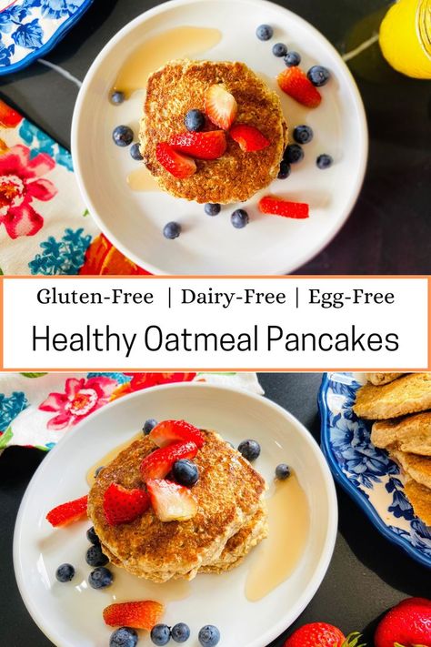 Wheat And Egg Free Recipes, Wheat Free Pancakes, Gluten Free Oatmeal Pancakes, Vegan Oatmeal Pancakes, Gluten Free Pancakes Easy, Oatmeal Pancakes Healthy, Allergy Recipes, Delicious Pancakes, Dairy Free Cookies