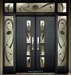 Creative Torbay / Main Navigation / Media / Images / On Glass.co.uk / Images / 0000-00-00T00:00:00Z / Rennie Mackintosh door surround Beveled Glass Doors, Window Glass Design, Door And Window Design, Flush Door Design, Door Design Ideas, House Front Door Design, Indoor Pool Design, House Main Door Design, Wooden Front Door