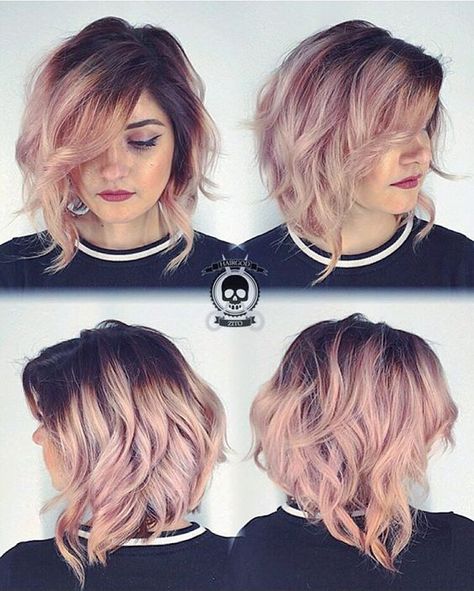 Underlights Hair, Purple Ombre Hair, Gold Hair Colors, Colored Curly Hair, Hair Color Pastel, Haircut And Color, Short Hair Color, Rose Gold Hair, Pastel Hair