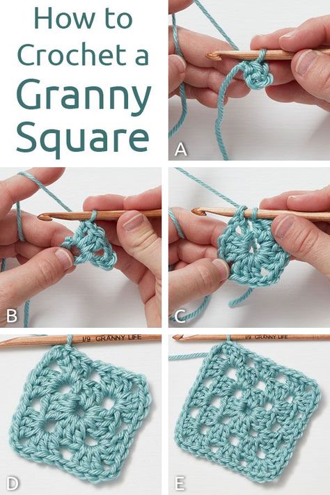 Granny Square Diagram, Easy Granny Square For Beginners, Crochet Granny Square Beginner, Crochet A Granny Square, Crochet Granny Stitch, Easy Granny Square, Crochet Granny Square Tutorial, Granny Square Tutorial, Granny Square Crochet Patterns Free