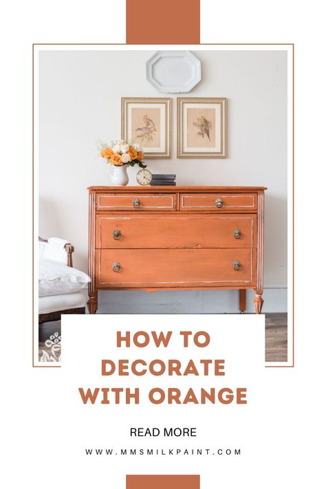 Orange Painted Furniture, Orange Dresser, Rust Color Paint, 1960s Home Decor, Orange Furniture, 1960s Home, Wood Bedroom Furniture, House Deco, Rusty Orange