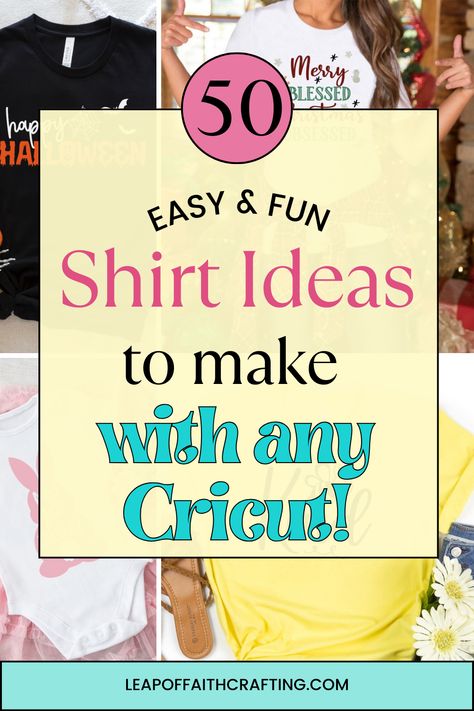 Get inspired by these Cricut shirt ideas! Most include free SVG files to make your own custom t-shirts with heat transfer vinyl. T Shirt Cricut Iron On Vinyl, Ladies Tshirt Design, Iron On T Shirt Ideas, Inspiration T Shirt Design, How To Put Designs On Shirts, Circuit Tee Shirt Ideas, Cricut T Shirt Ideas Women, Svg T Shirt Designs, Diy Tshirts Ideas Graphic Tees