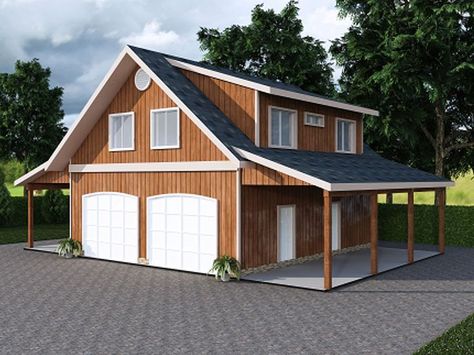 Garage Plan with Carport, 012G-0047 Garage Apartment Plan, Plan Garage, Huge Bedrooms, Garage Guest House, Barn Apartment, Carriage House Plans, Garage Loft, Garage Apartment Plans, Garage Remodel