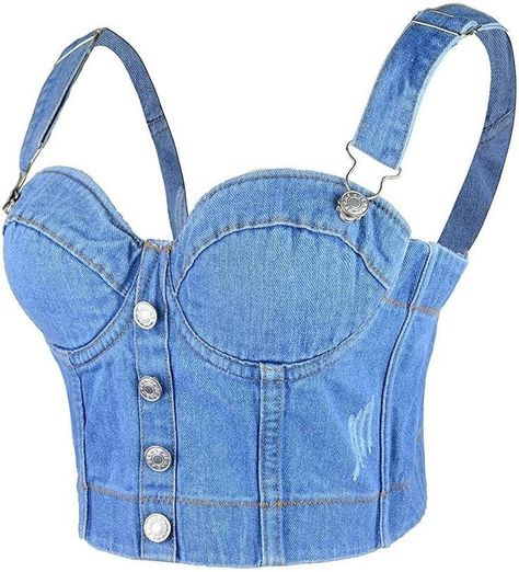 Jean Corset Top, Jean Corset, Återvinna Jeans, Steampunk Clothes, Vestiti In Jeans, Corset And Jeans, Denim Bustier, Sports Outfits, Top Jean